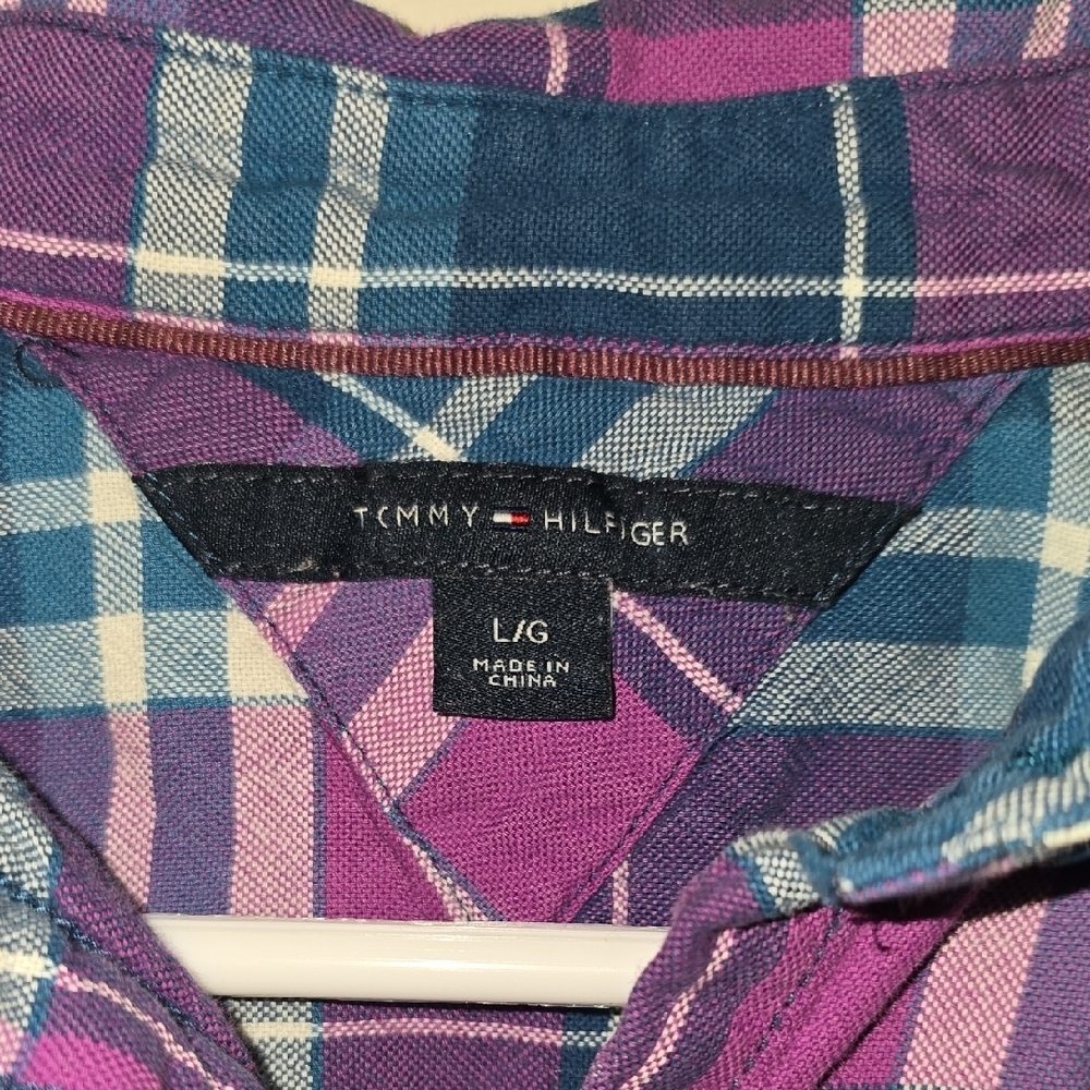Tommy Hilfiger Plaid Button Down Shirt - Blue and Pink LOT-R1 - Picture 2 of 6